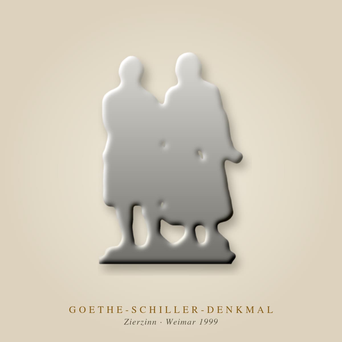 Das Goethe-Schiller-Denkmal als Figur aus Zierzinn, Weimar 1999